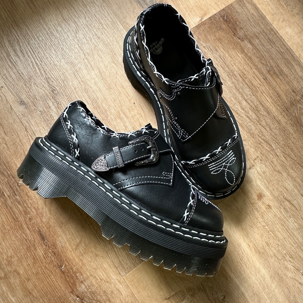 Dr. Marten’s Monk Gothic Americana Leather Platforms
